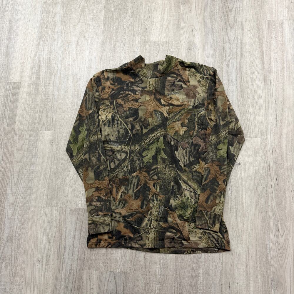 Vintage Morgan Outdoors Camo Mock Neck Shirt Men's Medium Green y2k Hunting